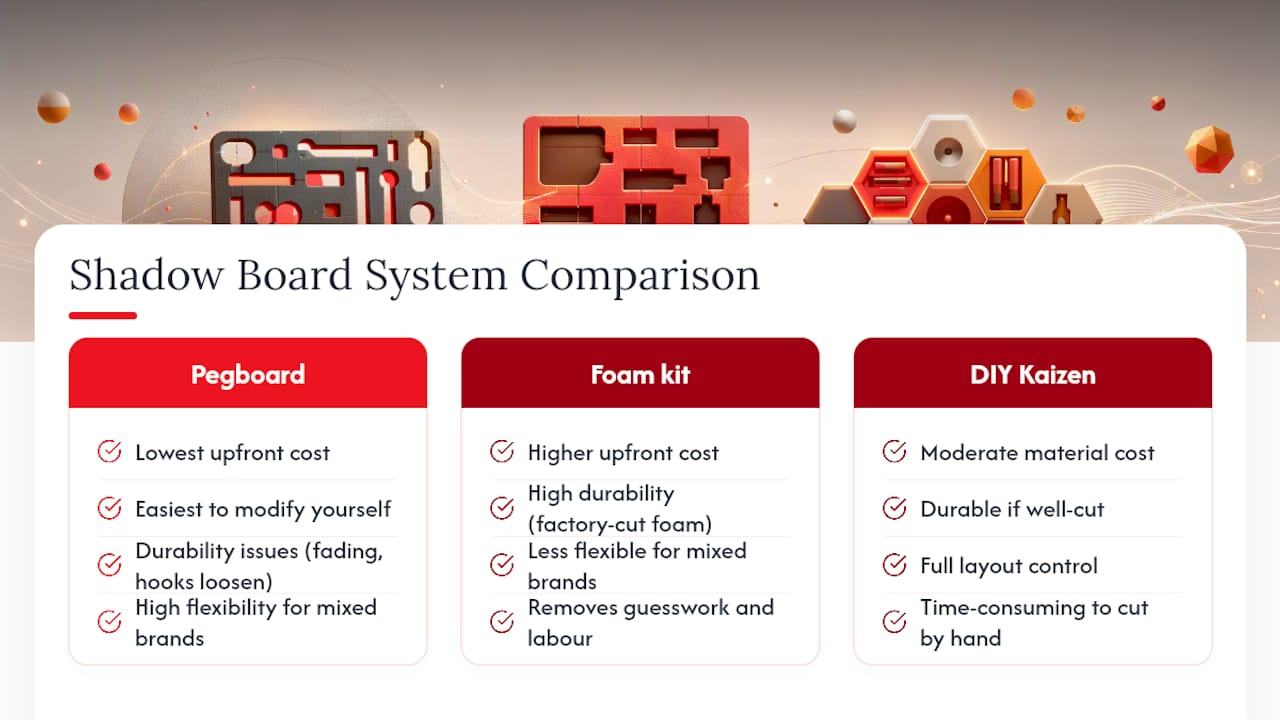 Comparison diagram of shadow board systems