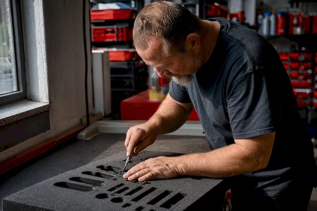 Hands trimming foam for tool shadow board