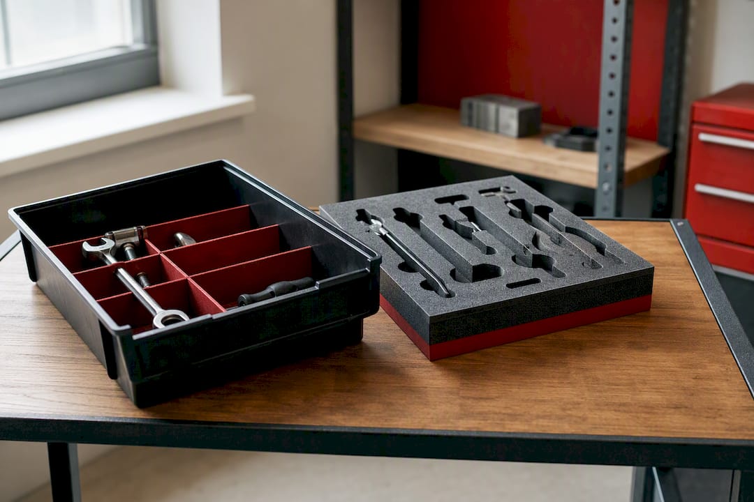 Rarely used tools beside foam storage