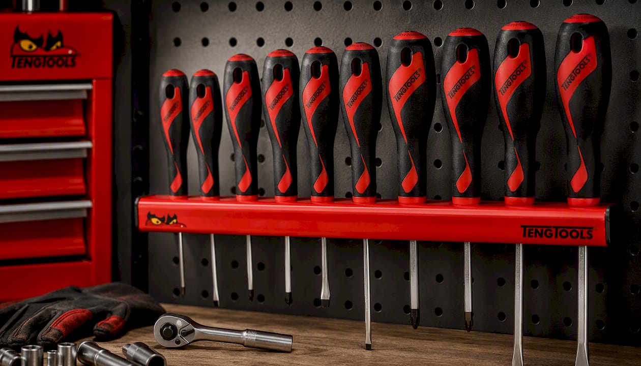 Teng Tools Screwdriver Set Wall Rack 10 Pieces — WRMD10N