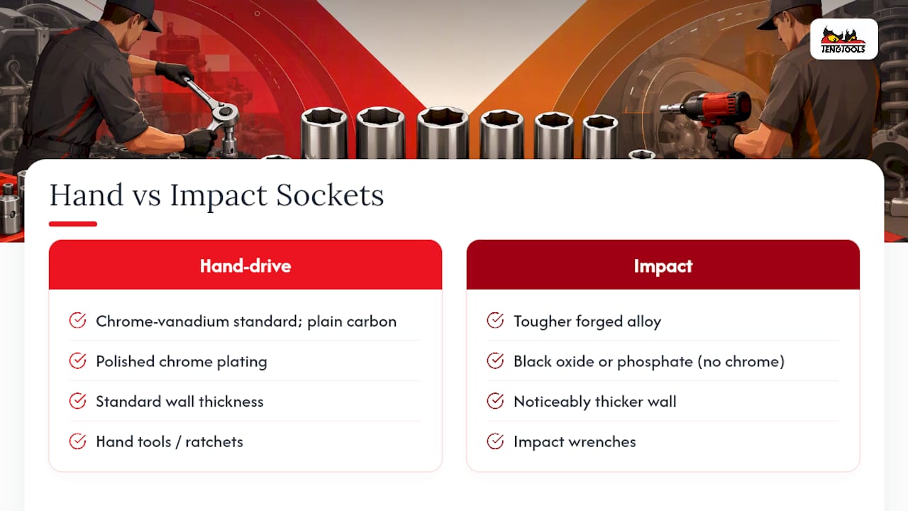Hand and impact socket construction comparison