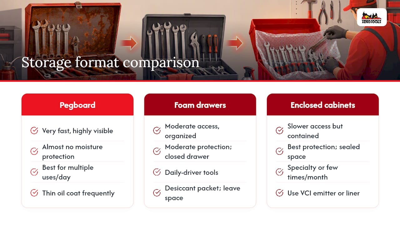 Comparison of three tool storage formats