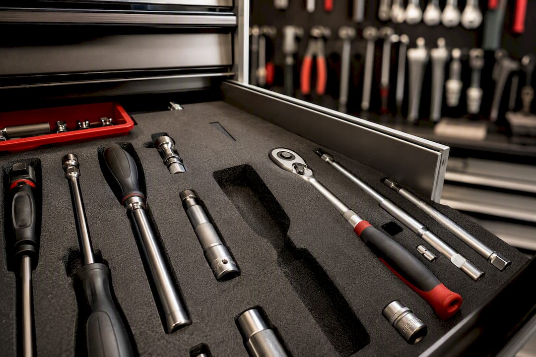Foam tray showing an empty tool slot