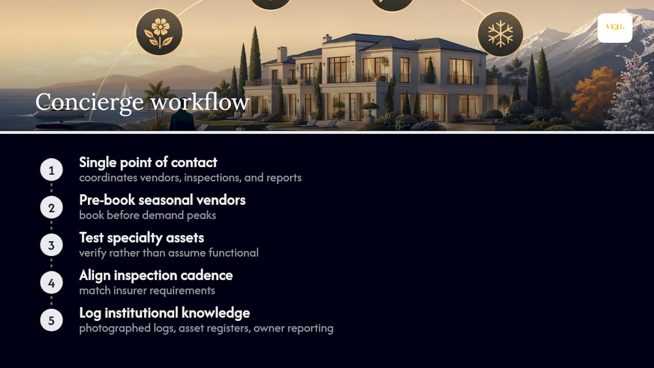 Seasonal property oversight workflow