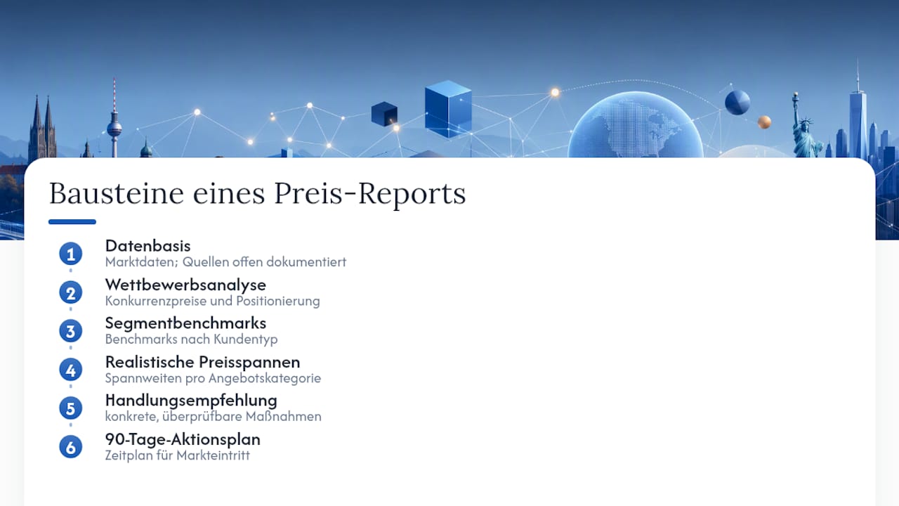 Bestandteile eines datenbasierten Preisberichts