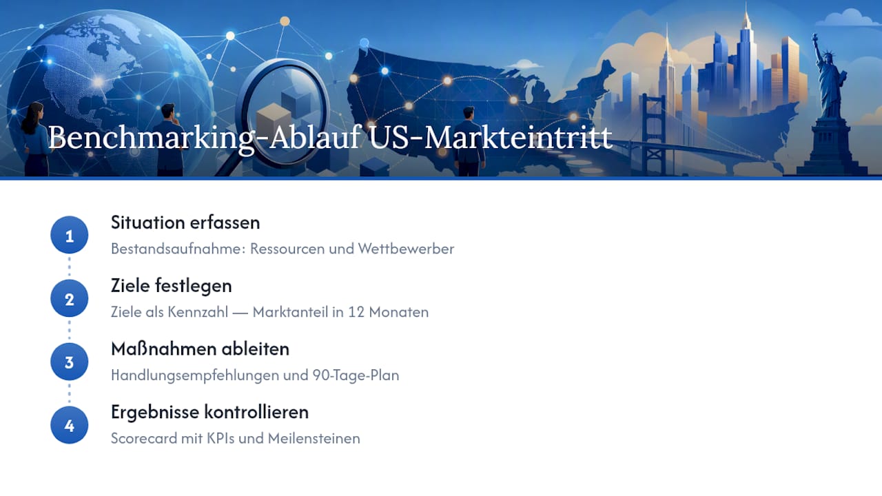 Vierstufiger Benchmarking-Prozess für den Einstieg in den US-Markt