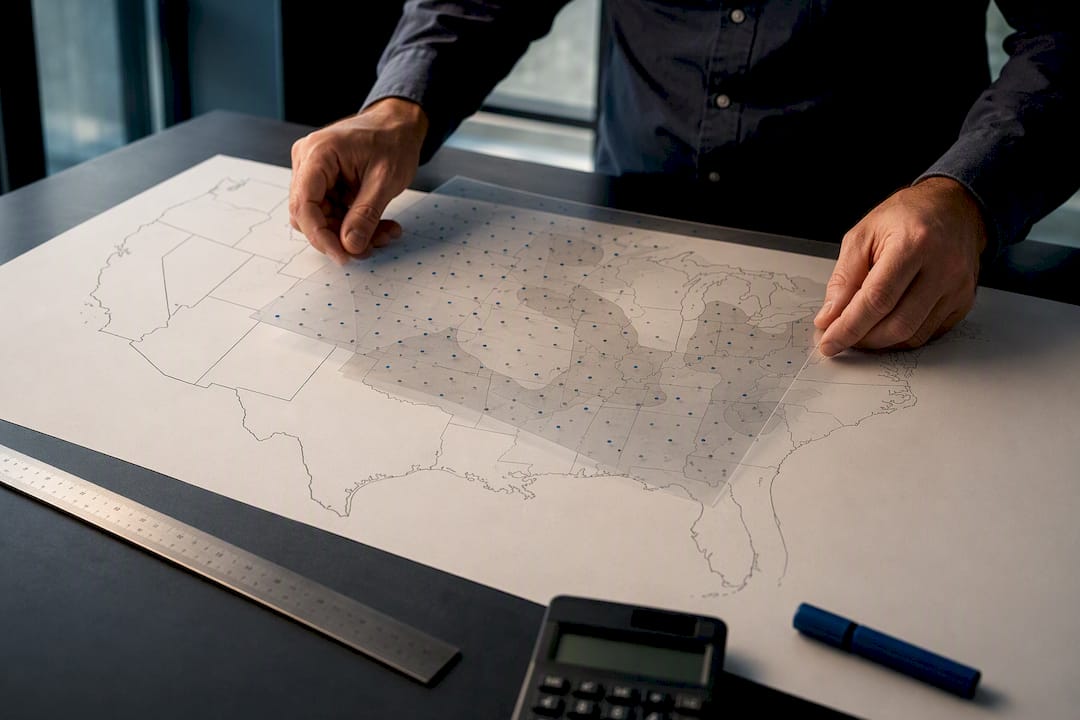 Analyse der Marktgröße in den USA auf der Karte
