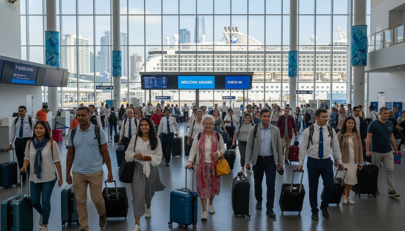 cruise embarkation scene