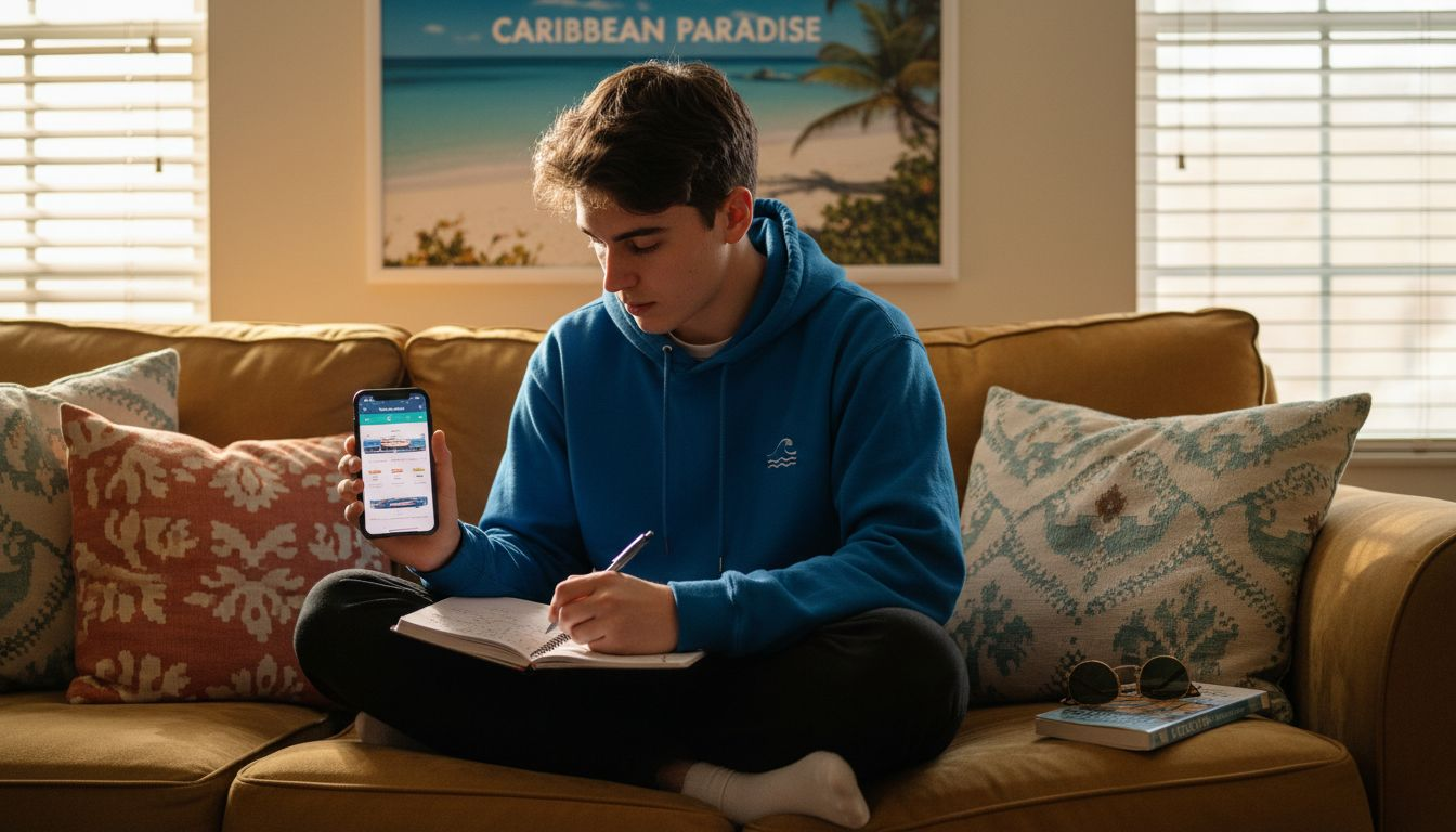 Traveler browsing cheap short cruise offers