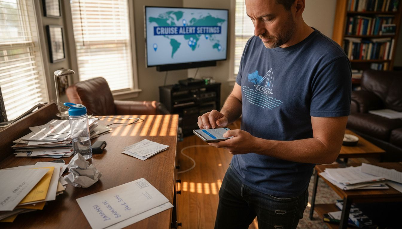 Traveler customizing cruise deal alert app