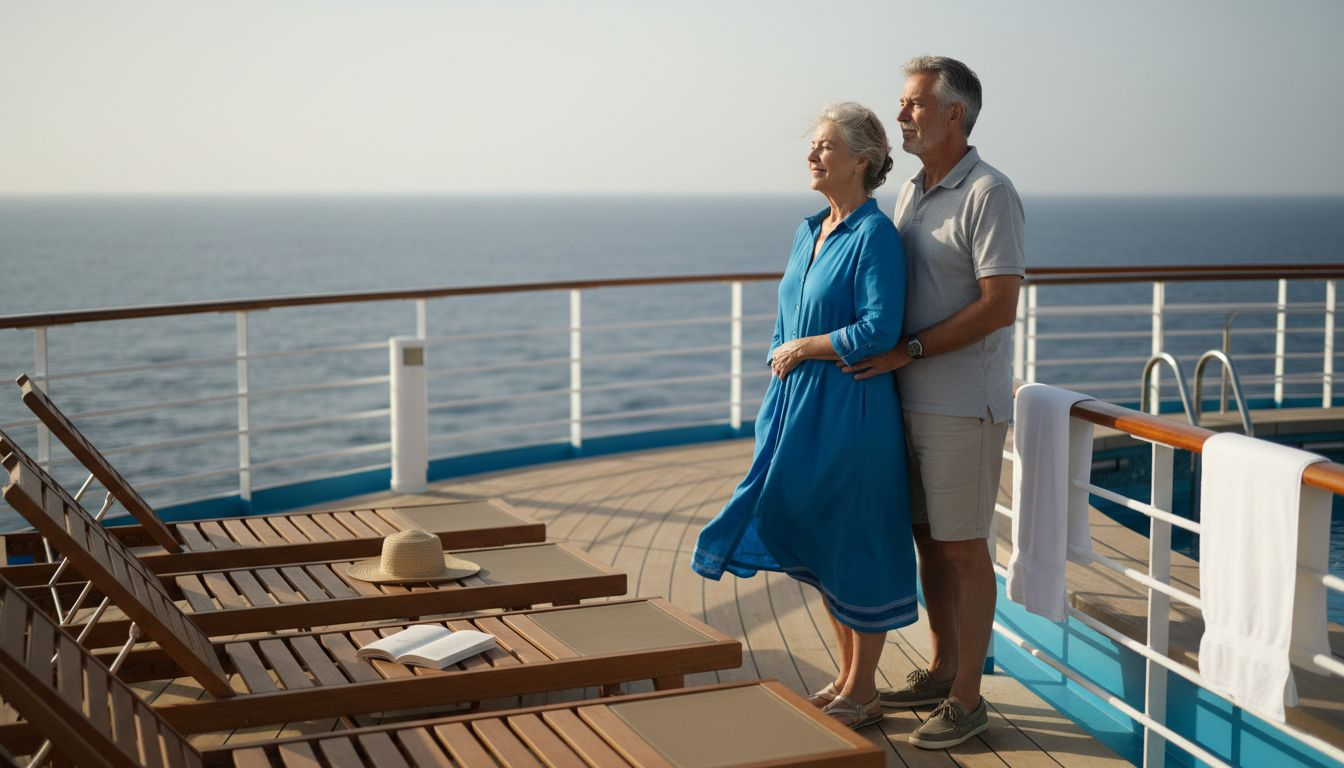 Couple relaxing on cruise deck view
