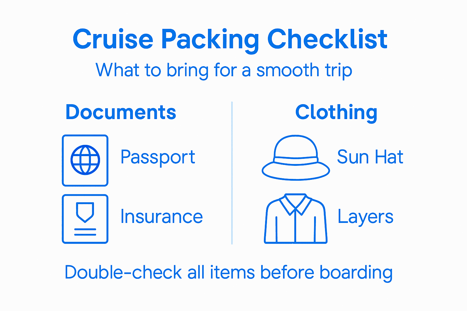 Infographic showing cruise packing essentials checklist