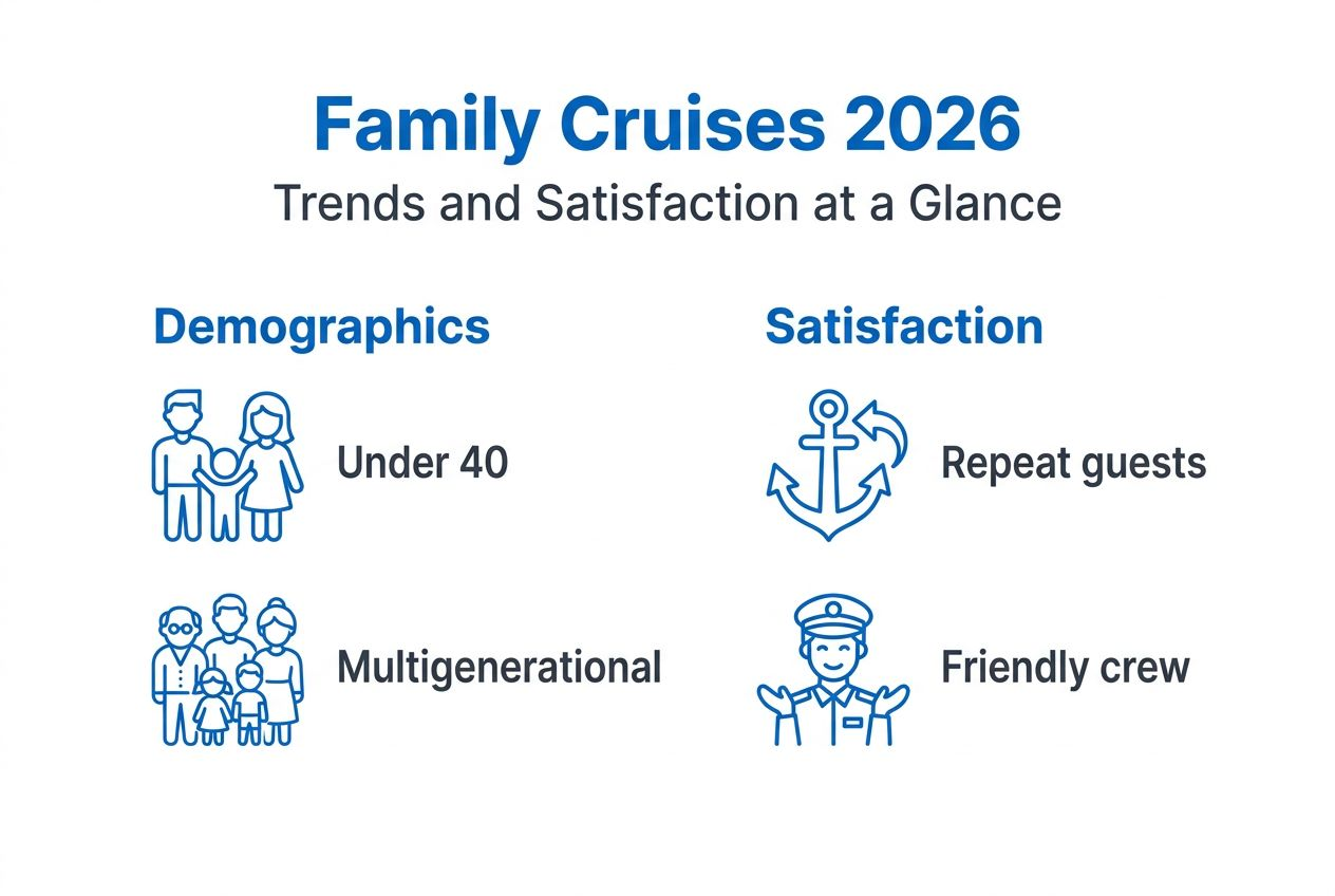 Infographic on cruise family demographics and satisfaction