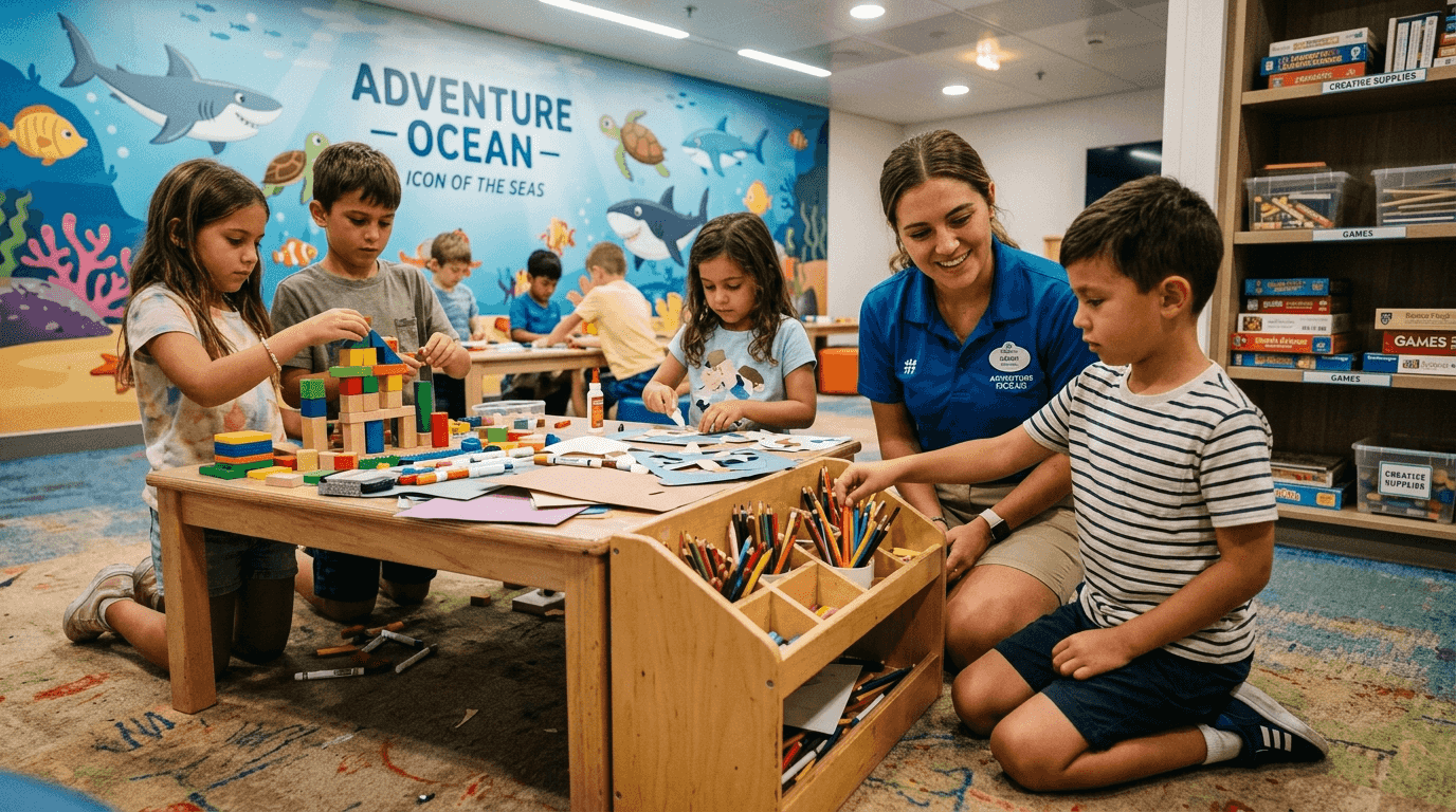 Children in cruise ship kids club activity