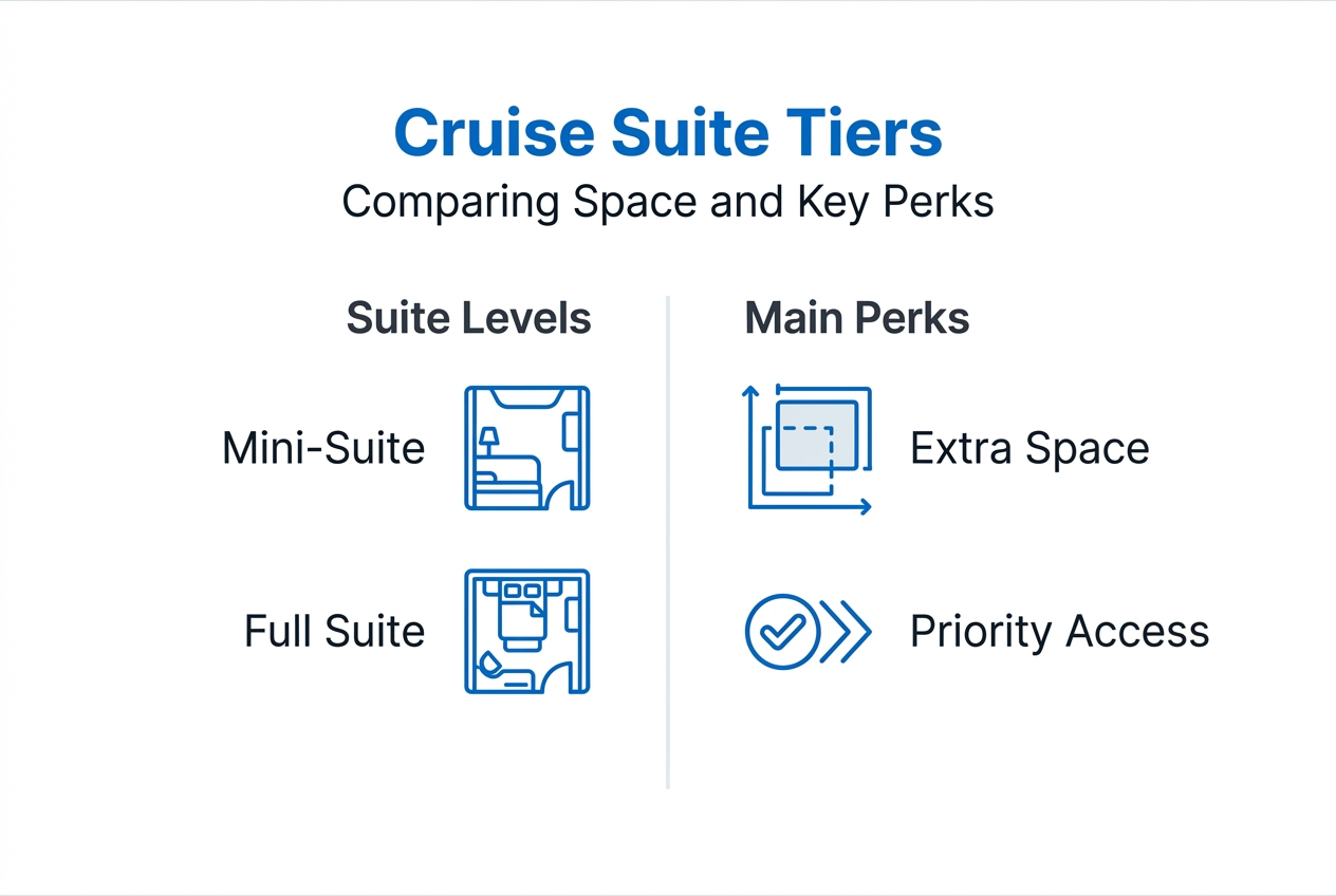 Infographic showing cruise suite tiers and perks
