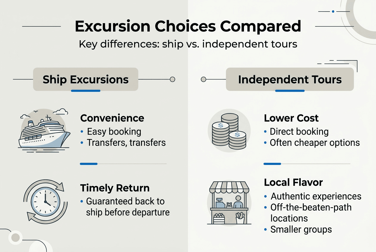 Infographic comparing cruise excursion types