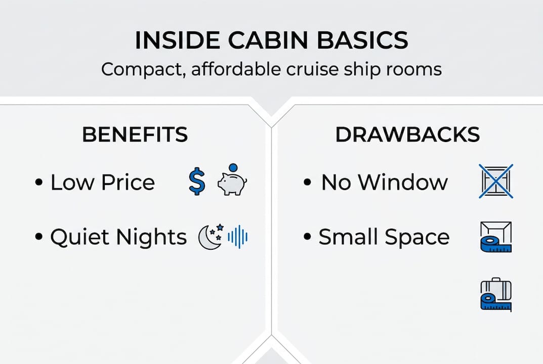 Infographic showing cruise inside cabin pros and cons