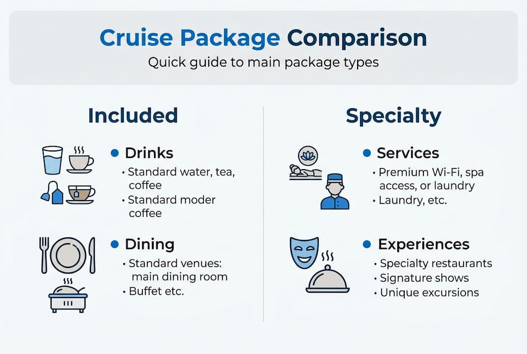 Infographic comparing cruise package types