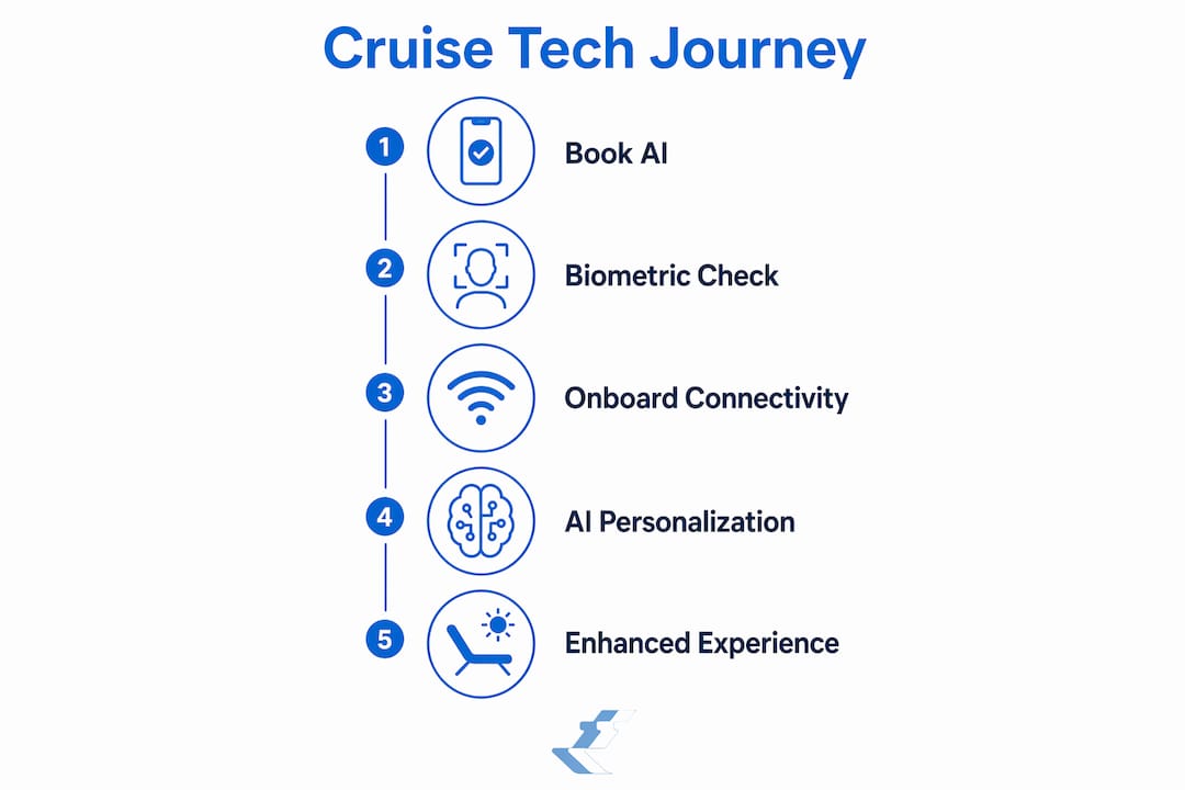 Infographic showing stages of tech impact on cruises