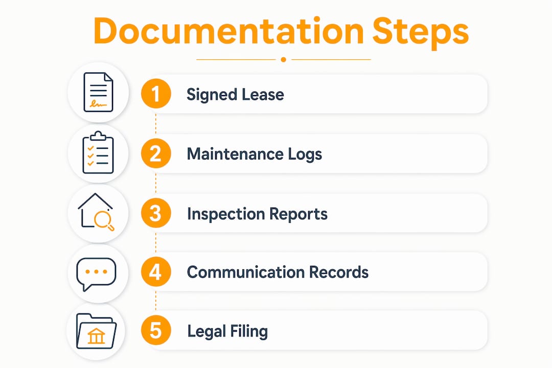 Infographic illustrating landlord tenant documentation steps