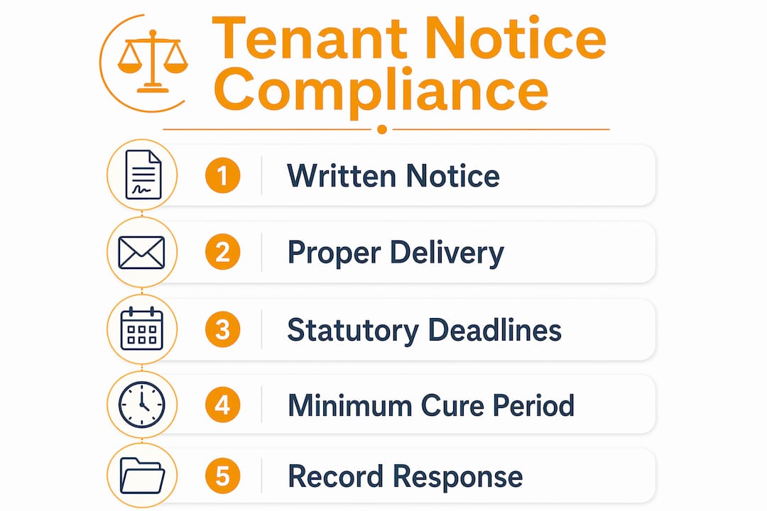 Infographic illustrating tenant notice compliance steps