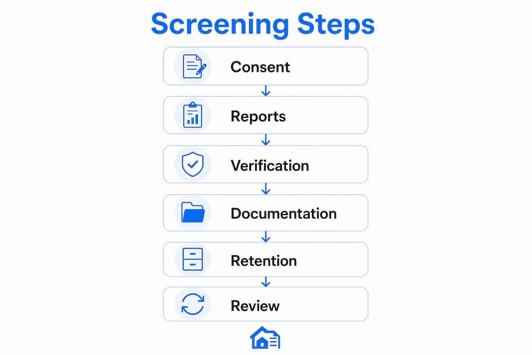 Infographic showing tenant screening workflow steps