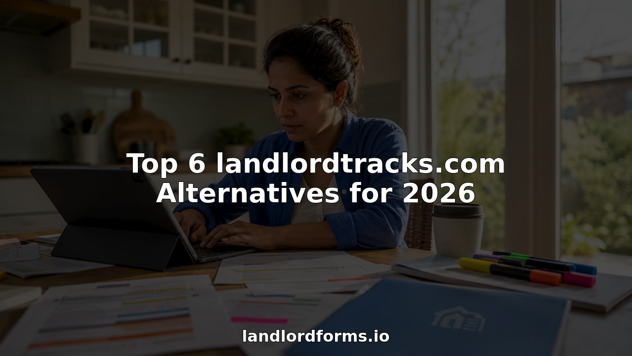 Landlord comparing property management software at home office