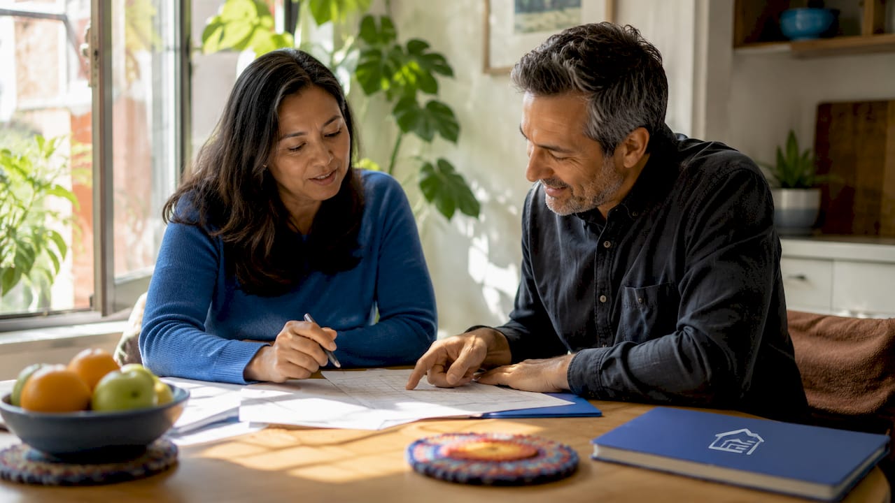 Tenant and landlord discussing inspection checklist