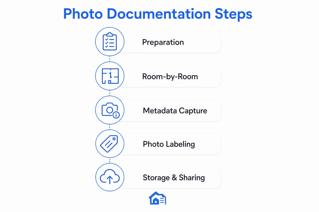 Infographic showing photo documentation process steps in property management