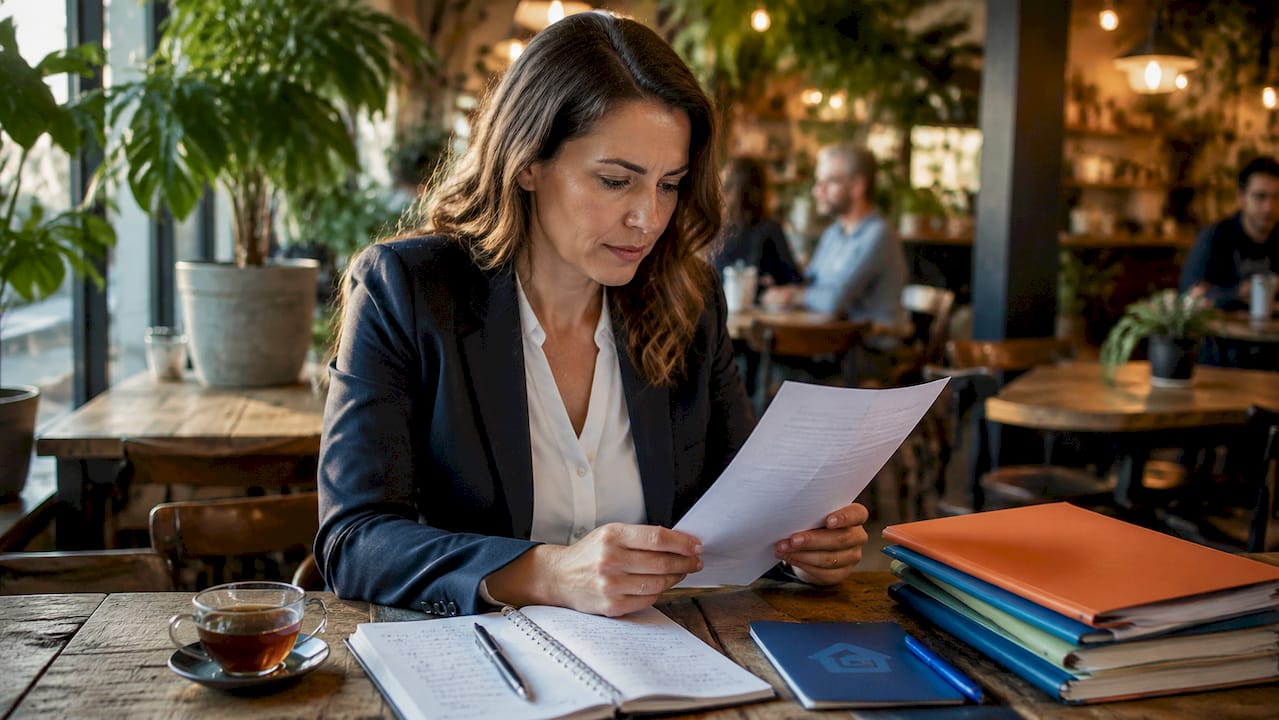 Property manager reviewing tenant notice documents