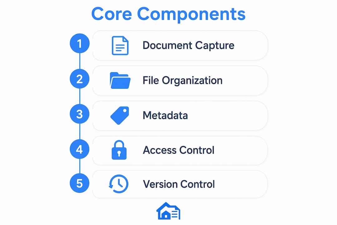 Infographic illustrating core components of digital tenant file management