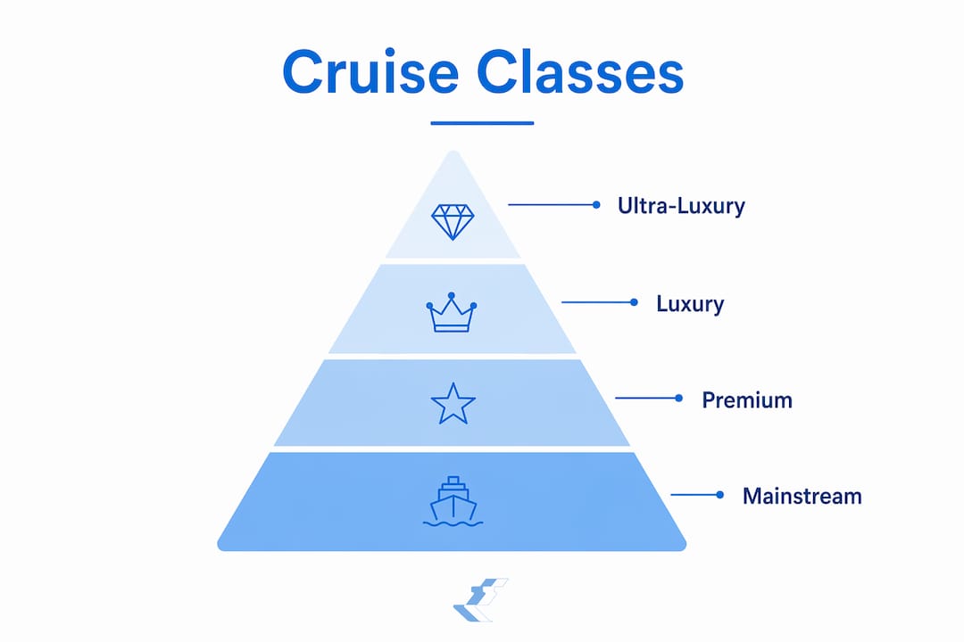 Pyramid infographic of cruise line classes