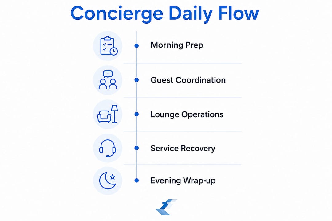 Infographic outlining cruise concierge daily tasks