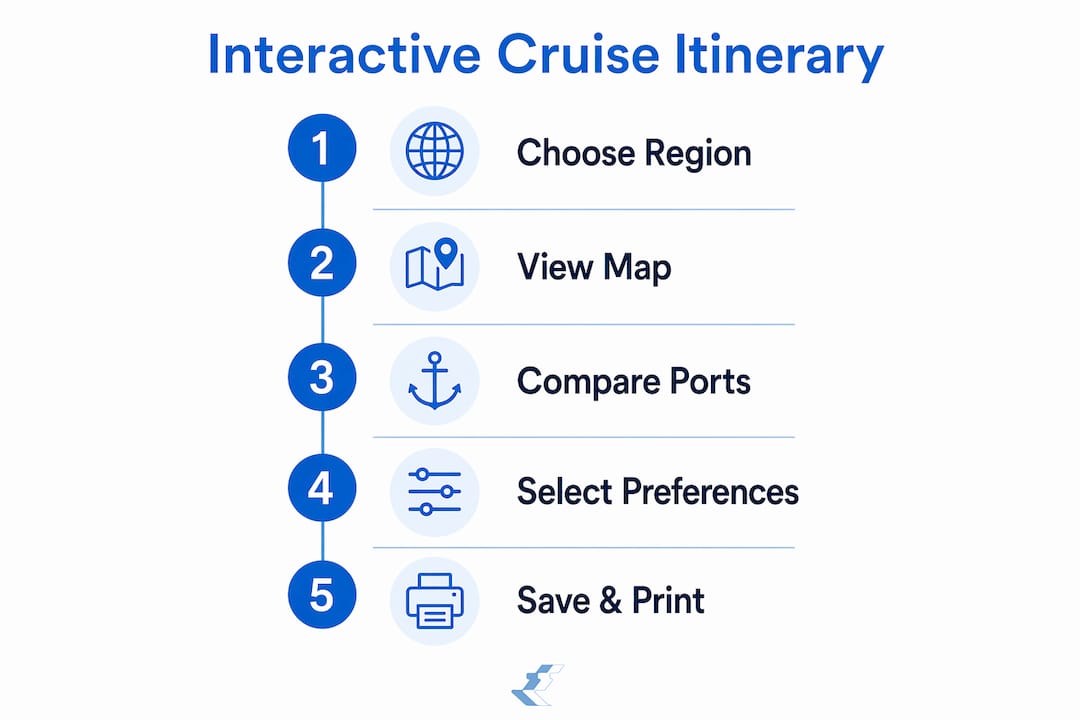 Infographic outlining interactive cruise itinerary steps
