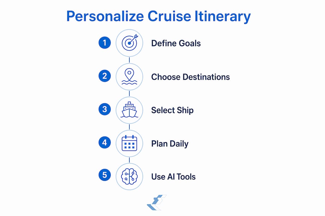 Infographic outlining steps to personalize cruise itinerary