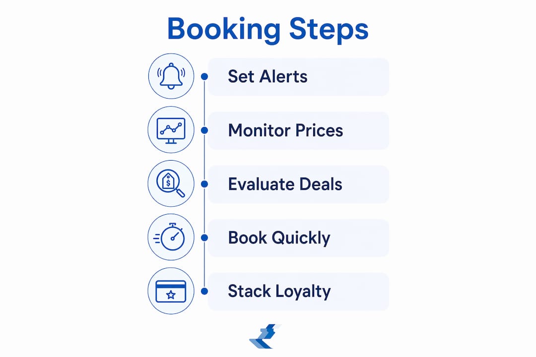 Infographic illustrating steps to book real-time cruise deals