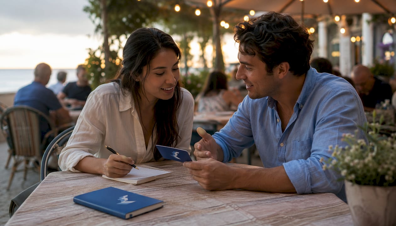 Hands using key and credit card for cruise gratuities