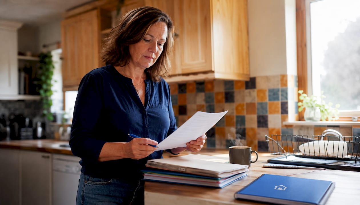 Landlord reviewing tenant move-in checklist documents