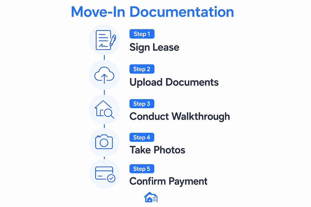 Infographic showing steps for tenant move-in documentation