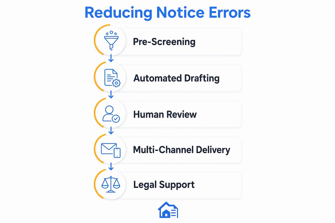 Infographic showing tenant notice error reduction steps