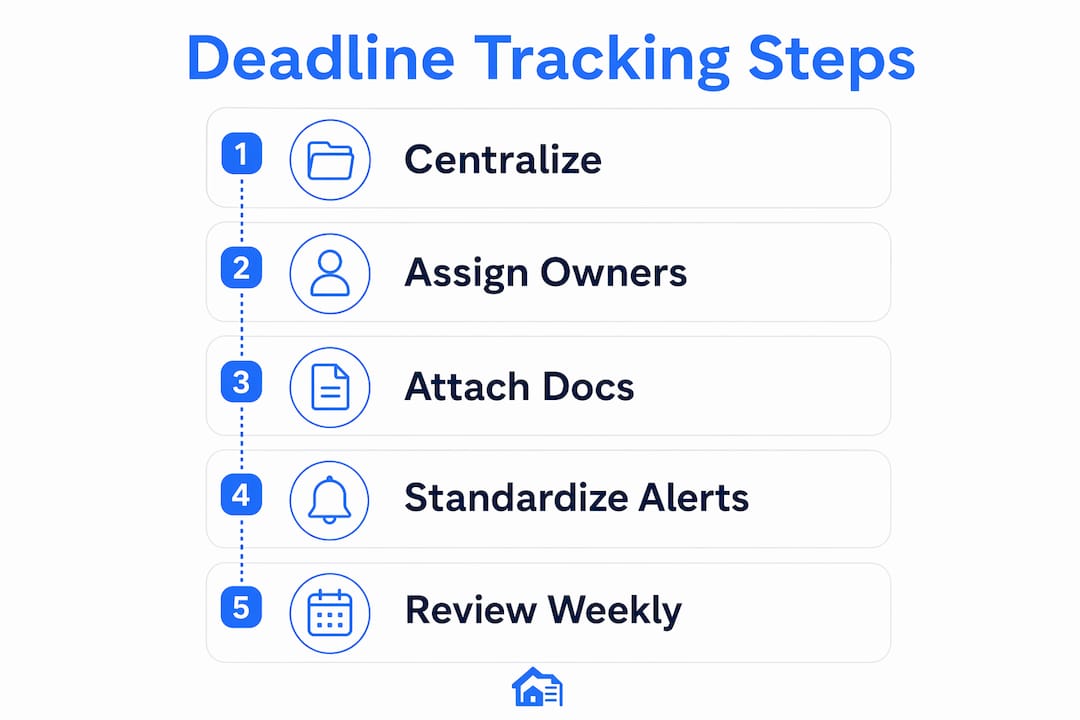 Infographic illustrating key deadline tracking steps