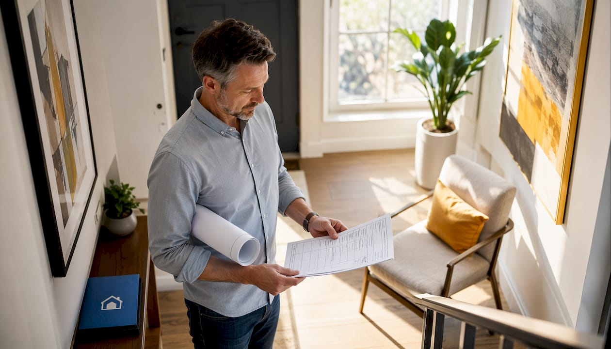 Landlord conducting move-in inspection indoors