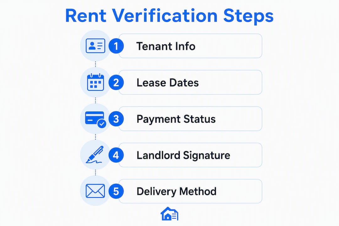 Infographic showing key steps in rent verification letter