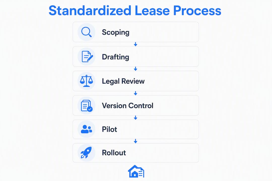 Infographic illustrating lease standardization steps