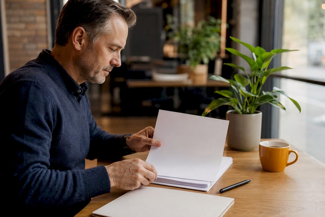 Landlord hands organizing lease documents