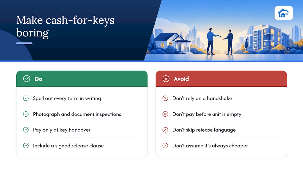 Why Cash for Keys Works Better When It's Boring — overview diagram
