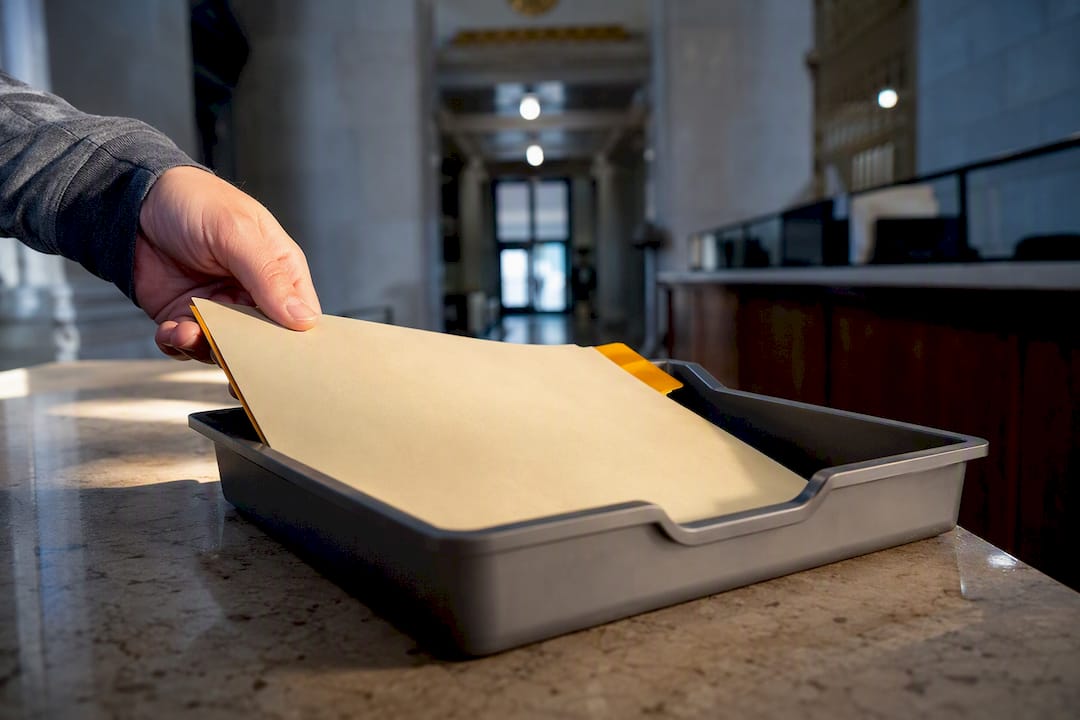 Landlord filing eviction case folder