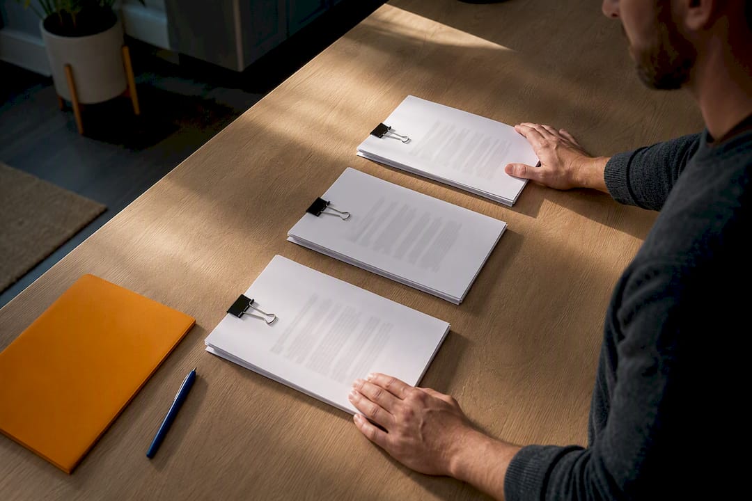 Landlord organizing lease renewal letters