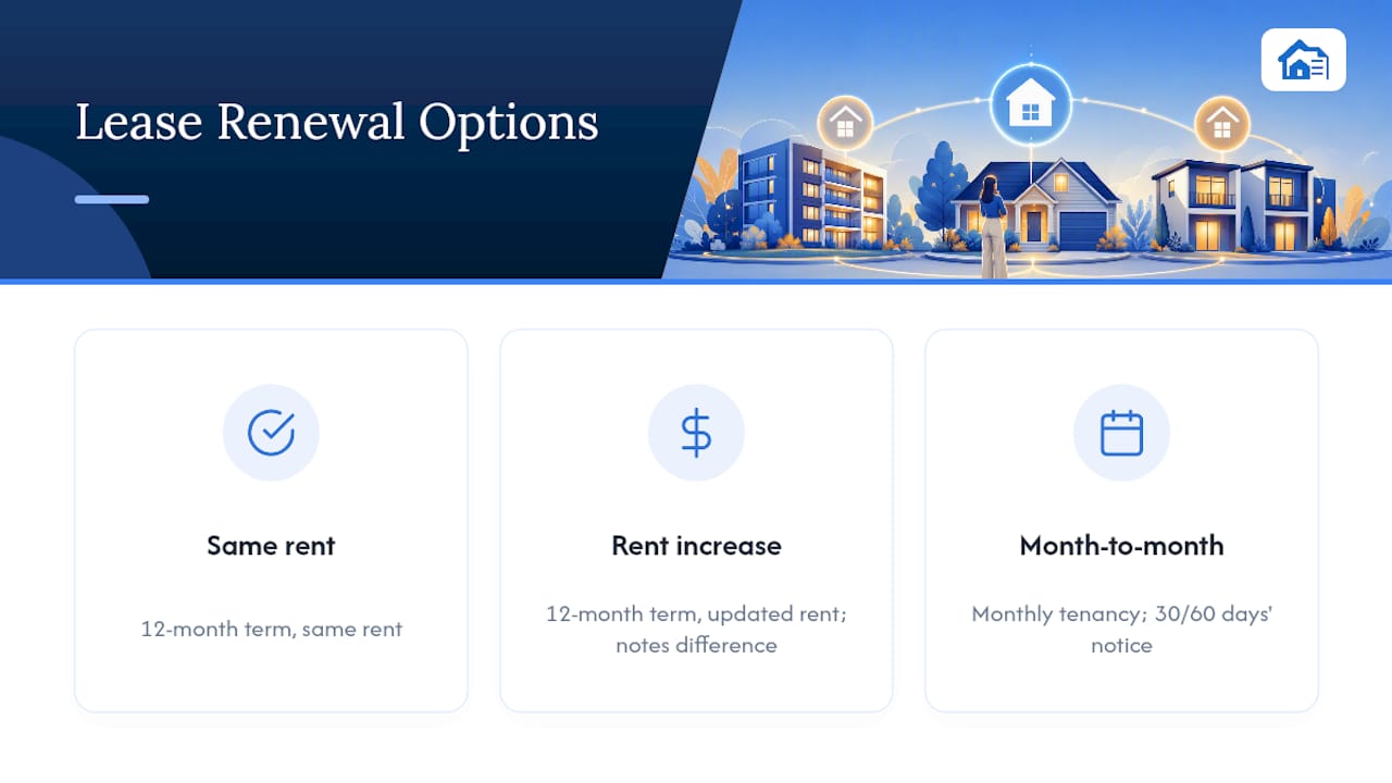 Three lease renewal template options