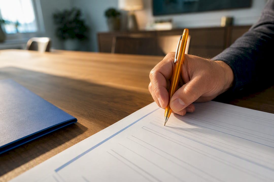 Landlord completing a rent receipt